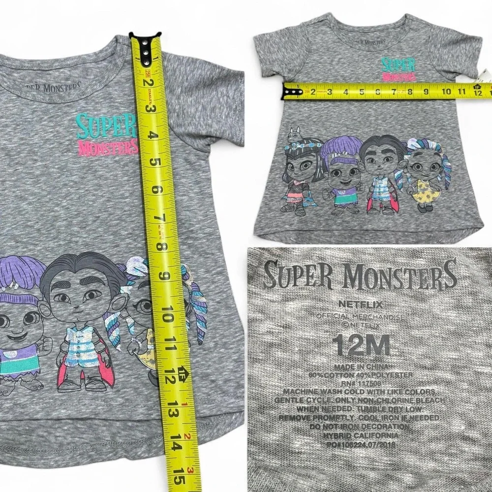 NWT Halloween Set Baby Girls 12M Super Monsters Tee & Spooky Leggings Halloween